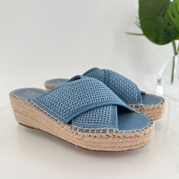 Franco Sarto Women's Pamala Sandal Size 9 Wedge Platform Blue Espadrille - Picture 1 of 12